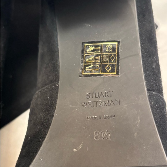 Stuart Weitzman Boots Over the Knee Tieland Black Suede 3" Heel Size 8.5 B - Picture 13 of 13